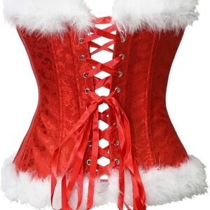 Sexy Christmas Mrs. Claus Costume Bustier Corset Top